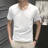 Camiseta de manga corta para hombre, nueva camiseta de verano 2023, color liso, cuello redondo, manga corta, juvenil, ajustada y fina.