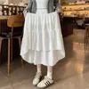 Saia Midi Branca Feminina, Nova Saia Evasê Emagrecedora Linha A Primavera/Verão 2026, Saia com Barra Larga, Saia Plissada Fluida