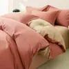 Conjunto de Roupa de Cama Simples de Algodão Puro Quatro Peças Universal para Todas as Estações Lençol de Cama 100% Algodão Lençol com Elástico Capa de Edredom Conjunto de Roupa de Cama para Dormitório Três Peças