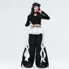 Ropa para niñas de danza jazz, tops de manga larga infantiles modernos y geniales, atuendos de actuación de street dance, ropa elegante de jazz para práctica para niños