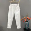 Pantalones Casuales de Mezclilla Blanca para Mujer, Novedad Primavera/Verano 2026 Cintura Alta Ajuste Holgado Adelgazantes Petites Harem Zanahoria Papá