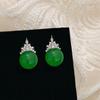 Pendientes de circonita con corona esmeralda, nuevos pendientes de moda china que combinan con todo, pendientes ligeros de lujo para mujer, accesorios Yiwu