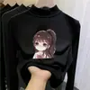 Camiseta interior térmica para niña de otoño e invierno, elegante y dulce, estilo coreano, de manga larga, interior cepillado para niñas pequeñas