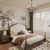 Papel Tapiz de Paisaje Forestal Retro Americano Fondo de Lujo Accesible Francés Pared de Fondo Decoración de Dormitorio Mesita de Noche Revestimiento de Pared sin Costuras Mural