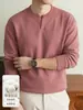 Suéter de punto de manga larga estilo Old Money, prenda interior para hombre, cuello en V, color liso, ropa interior de invierno, camiseta cálida, cuello redondo, jersey, engrosado
