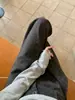 Foto Real de Pantalones Casuales de Lana de Lunares Gris Oscuro Relajados para Principios de Primavera, de Cintura Alta, Adelgazantes, Versátiles de Pierna Ancha Largos para Figuras Pequeñas