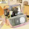 Bolsa de Cosméticos Feminina Nova Compartimentada Autoportante Grande Capacidade Viagem Portátil Bolsa Portátil com Compartimentos