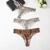 Ropa interior sexy de estampado de leopardo europeo y americano para mujer, sin entrepierna, cómoda, de seda helada, sin costuras, transpirable, de cintura baja, adhesiva para mujer temu