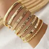 Estilo Retro Europeo y Americano, Único y Exagerado, Simple y de Moda, Apilable, Nudoso, Conjunto de Brazaletes Abiertos Geométricos Irregulares, Joyería