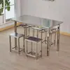 Juego de Mesa y Sillas de Acero Inoxidable para Comedor Escolar Asientos para 4/6/8/Personas Obra de Construcción Fábrica Mesa de Comedor Integrada Engrosada