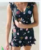 Conjunto Casual de Alta Elasticidad Transfronterizo Europeo y Americano para Amazon con Sujetador Incorporado, Traje de Baño de una Pieza Estampado para Mujer con Parte Inferior de Pierna Plana