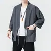 Estilo Norte da China Hanfu Masculino Cardigã Bordado Robe Jaqueta Tang Suit Retro Tendência para Primavera e Outono Roupa Casual