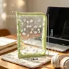 Caderno de folhas soltas estilo ins coreano A6 com borda de coração a laser transparente, bolsa com zíper de PVC para ídolos de fã, diário de adesivos de 6 furos