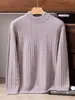 Suéter de punto para hombre 100% cachemira pura para otoño e invierno, holgado y grueso, con cuello semi-alto, suéter básico casual versátil