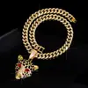 Collar con Colgante de Guepardo Popular Europeo y Americano Transfronterizo Full Diamond Goteo de Aceite Estilo Hip-Hop Streetwear Personalidad Moda Tendencia Cabeza de Leopardo