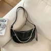 Bolsa de Ombro Minimalista de Nicho Transfronteiriça, Bolsa de Ombro de Couro com Cera de Abelha da Moda com Corrente para o Dia a Dia, Bolsa Transversal Casual Elegante de Alta Qualidade
