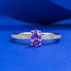 Mujing novo anel de diamante roxo de alto carbono s925 incrustado com 4*6mm anel feminino de luxo ao vivo