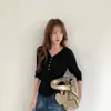 Camiseta Henley de Manga Longa Listrada para Mulheres, Camisa Básica Lyocell Slim Fit Outono 2026, Top Feminino