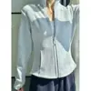 Cardigan de Polar Coral con Cuello Alto y Cremallera Estilo Sencillo para Mujer Otoño Invierno Ajuste Delgado Ropa Exterior de Polar Chaqueta con Capucha Versátil