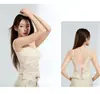 Fecho nas Costas Renda Sexy Sem Sutiã Copas Integradas Camisola Regata Feminina Macia Amiga da Pele Camisa Camada Base 1068