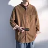 En stock, nuevo estilo otoño 2026, chaqueta casual para hombre de talla grande, a cuadros, con puños, cuello alto, suelta, delgada, manga larga