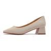 Sapatos Fu Size Salto Grosso Sapatos Femininos de Primavera 2022 Alta Qualidade Estilo Ovelha Bico Quadrado Salto Alto Salto Médio Boca Rasa Huidong Sapatos Femininos