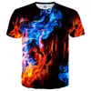 Camiseta de manga curta estampada digitalmente em 3D, popular no exterior, para o verão, solta, com efeito estereoscópico 3D para olho nu, sucesso europeu e americano