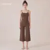 Conjunto de Yoga Chuandun con Correa Ajustable para Mujer, Espalda Bonita, Secado Rápido, para Correr, Fitness, Conjunto de Pantalones Cropped de Pierna Ancha de Cintura Alta para Mujer