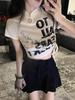 Camiseta holgada de manga corta estilo hip hop para mujer, estilo americano, con estampado de letras de gente solitaria, marca de moda, tendencia femenina