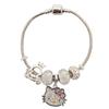 Pulsera Panjia Acero Inoxidable Acero de Titanio Pulsera Pulsera Aleación con Goteo de Aceite Cristal Cuentas de Agujero Grande Colgante de Cisne DIY Pulsera de Mano