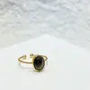 Anillo Abierto de Oro y Turquesa para Mujer, Estilo Étnico Occidental, Anillo Único para el Dedo Índice de Personalidad, Anillo Apilable de Lujo Accesible de Nicho