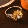 Anillo de moda girasol bicolor dorado y plateado con espejo cruzado y diamantes calientes para mujer, estilo europeo y americano personalizado, joyería de mano, suministro al por mayor