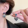 Aretes Negros en Forma de Corazón, Aretes de Lujo Ligero, Accesorios para Orejas Inspirados en el Diseño, Aretes Nuevos Únicos de Gama Alta
