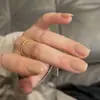 Unhas Elegantes na Cor Pele Nude para Outono e Inverno, Gelo Branco-Jade Transparente Gorducho, Manicure Nude Cor de Chá, Unhas Usáveis 24 Peças