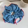 Lenço Quadrado Vintage Azul Marinho Xadrez para Cabelo Feminino, Estilo Coreano, Corda de Cabelo de Alto Padrão Estilo Preguiçoso, Acessório de Cabelo Quadrado Grande