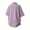 Camisa de Manga Corta para Hombre Verano 2026 con Pliegues Triangulares y Estampado, Camisa Casual de Manga Corta con Cuello Cubano