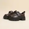 Zapatos de Cuero Estilo Británico de Nuevo Estilo Primavera 2026 para Mujer, Zapatos Slip-On Gruesos de Punta Ancha de Moda, Mocasines Elegantes y Versátiles