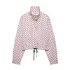 Ins Ropa de Mujer AliExpress Más Vendido Cuello Alto Lunares Gasa Chaqueta Bomber Estilo Piloto Abrigo