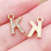 Kc Ponto Dourado Diamante 26 Letras Inglesas Liga de Zinco Pingente DIY Brincos Artesanais Pulseira Colar Acessórios de Joia