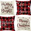 Funda de almohada navideña más vendida transfronteriza con estampado festivo de Papá Noel, funda de almohada para decoración del hogar, venta al por mayor directa del fabricante