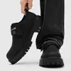 Zapatos Derby Estilo Británico Negro para Hombre Otoño Ropa de Trabajo Deportivos Casuales Suela Gruesa Otoño e Invierno Más Fáciles de Combinar Zapatos 53211-J