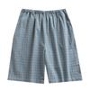 Pantalones Cortos de Color Sólido Teñidos en Hilo para Hombre de Verano, Pantalones de Dormir de Cuadros Pequeños, Pantalones de Playa, Pantalones para Casa, Estilo Delgado de Algodón Transpirable Que Se Pueden Usar Afuera