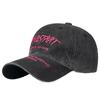 Gorra lavada con letras bordadas al estilo coreano para mujer, estilo retro, suave, estilo urbano, de ala ancha, con cara pequeña
