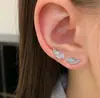 Novos Brincos de Asa de Anjo Mais Vendidos, Brincos de Asa Brilhantes em Dois Tons Rosa e Azul com Diamante para Mulheres, Joias de Luxo Leve de Nicho de Alta Qualidade