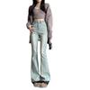 Jeans Colorido Claro Vintage Lavado Cintura Alta para Menina Plus Size com Aparência Slim Jeans Feminino Slim-Fit Stretch Micro-Flare Calças Trendy Estilo Trash
