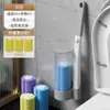 Cepillo de inodoro desechable para uso doméstico, cepillo para grietas de inodoro sin ángulo muerto, cepillo de limpieza de baño montado en la pared con cabezal de cepillo reemplazable