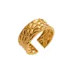 Anillo Abierto Hidráulico de Moda Transfronterizo con Líneas Irregulares Geométricas de Acero de Titanio Anillo Abierto de Moda para Hombres y Mujeres