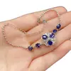 Pulsera de Zafiro Natural Transfronteriza Accesorios para Mujer Nicho Alta Gama Joyería de Plata 925 4*5 Moda Venta Directa de Fábrica