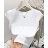 Top de Verano de Algodón y Seda Fresco, Alta Elasticidad, Cuello Redondo, Mangas Volantes para Mujer, Top sin Mangas Elegante y Versátil para el Uso Diario para Mujer