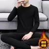 Roupa Térmica Masculina Dupla Face, Espessada e Forrada com Lã, Camada Base Masculina Roupas e Calças de Outono, Respirável